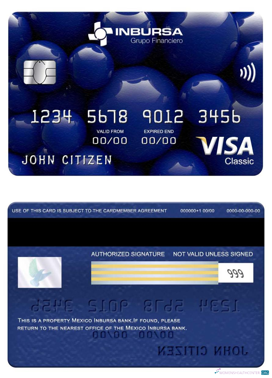Download Mexico Inbursa bank visa classic card Photoshop template